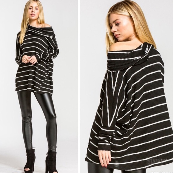 ✨JUST IN✨PREMIUM FABRIC WAFFLE KNIT COWLNECK TUNIC - Picture 3 of 5